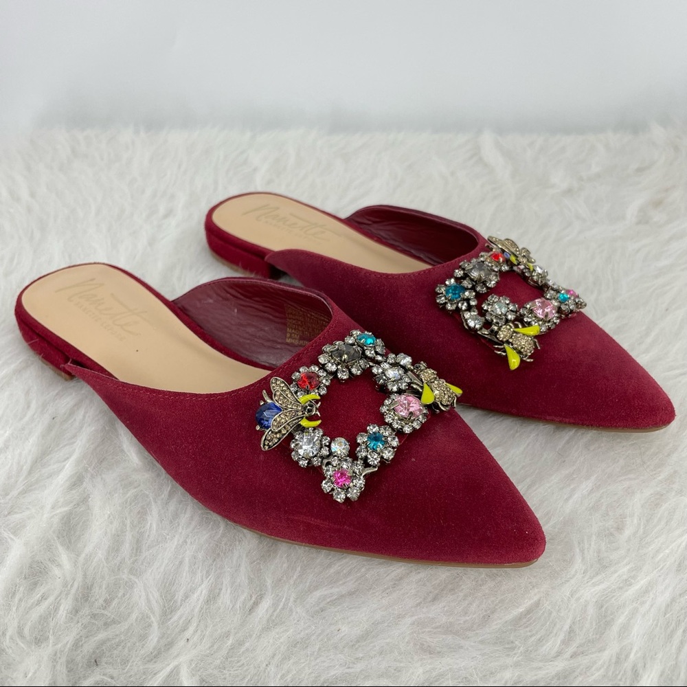 Nanette Lepore Doris Flat mules -size 9.5 embellished jeweled red